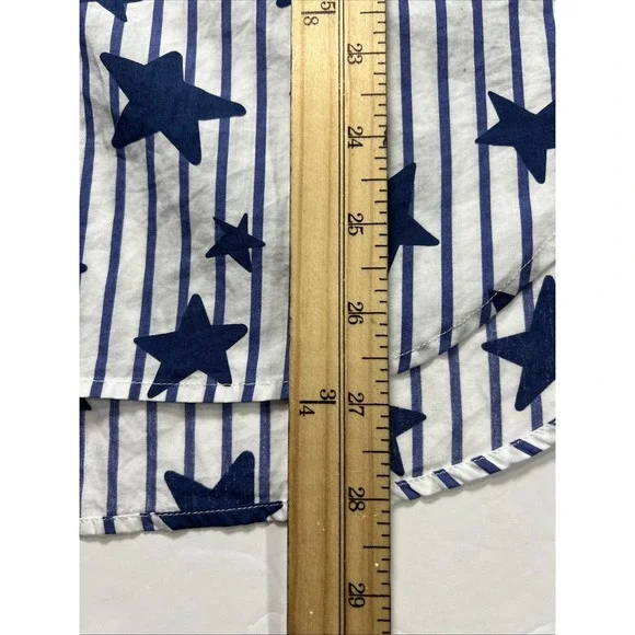 Frank & Eileen Women's Shirt Size Small Stars & Stripes Blue Long Sleeve - Picture 6 of 7